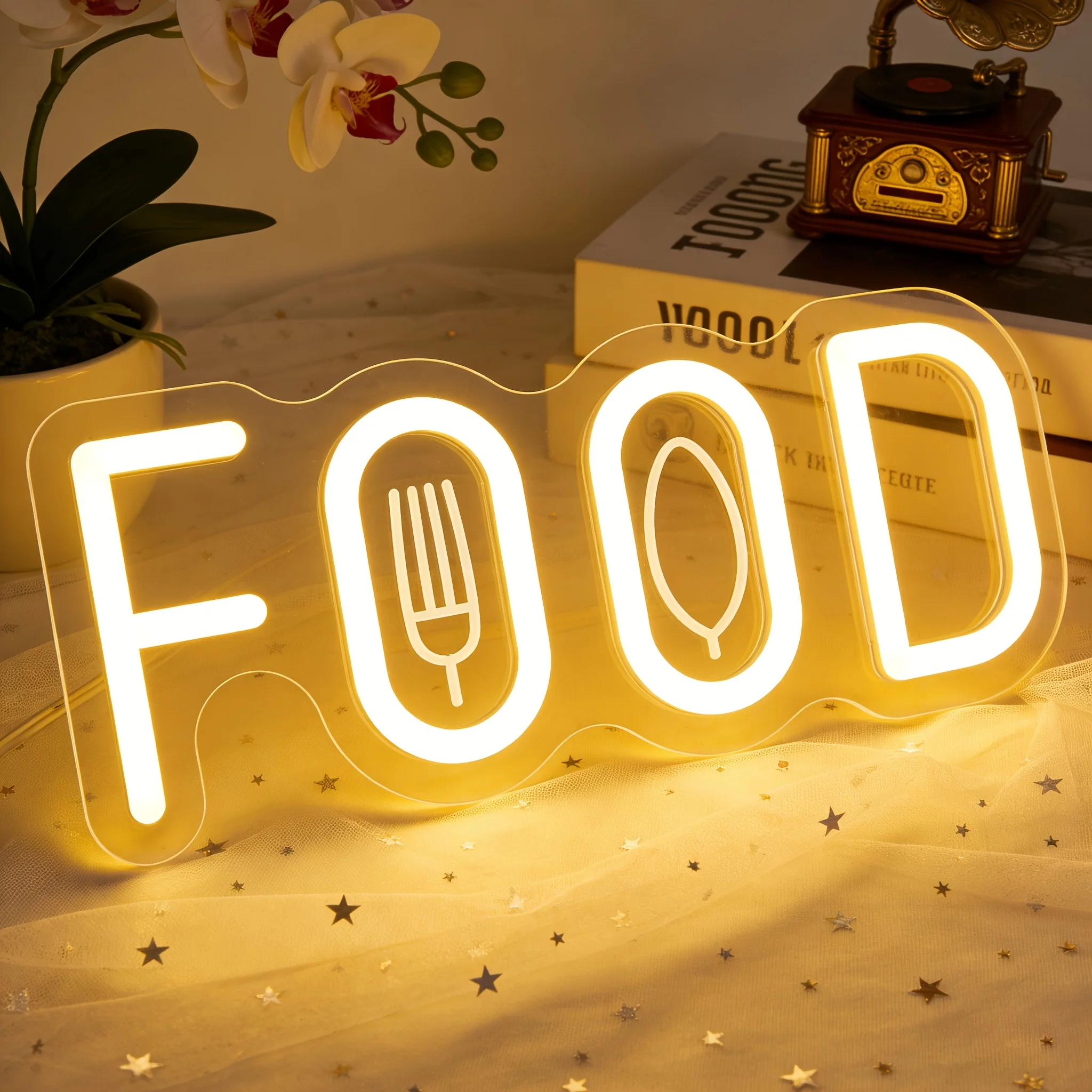 Commercial Kitchen Windows - Letreiro Neon de Comida para Vitrines