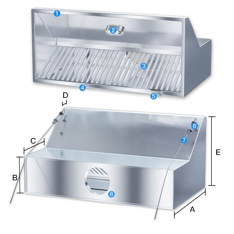 Commercial Kitchen Vent Hood - Purificador de Ar Comercial em Aço