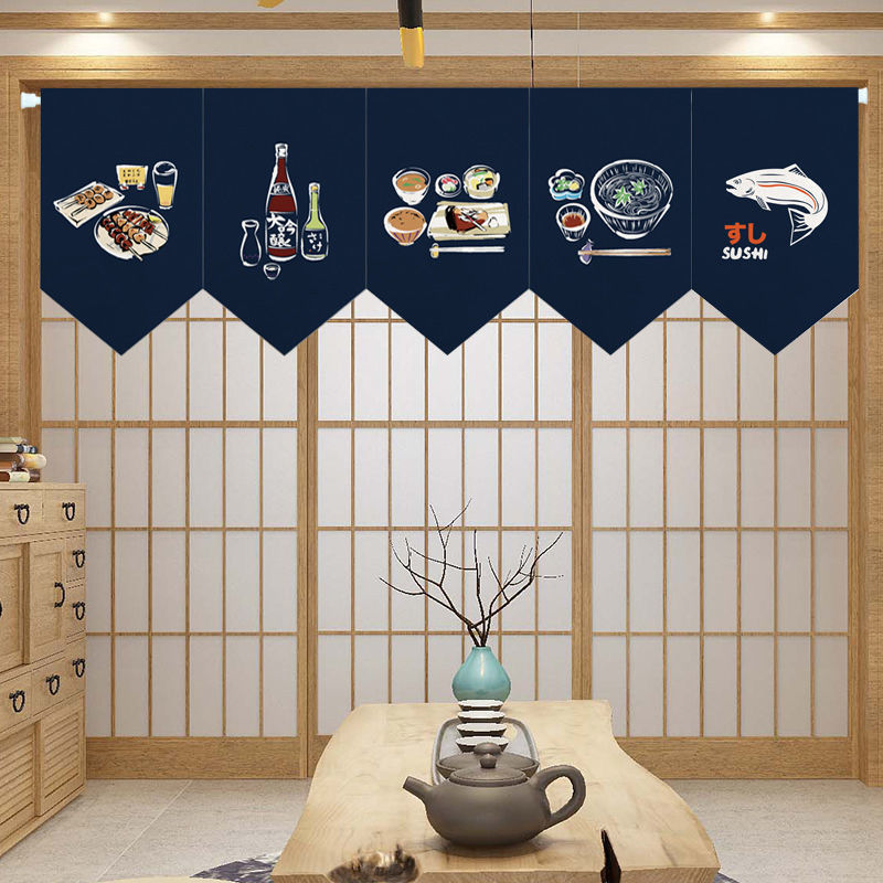 Commercial Kitchen Windows - Radiador comercial japonês, cortina curta, decoração