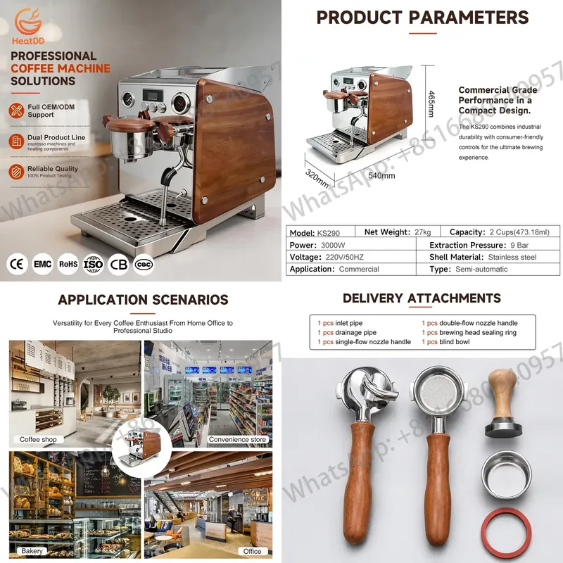 Commercial Espresso Machine - Máquina de Café Elétrica Semi-Automática de