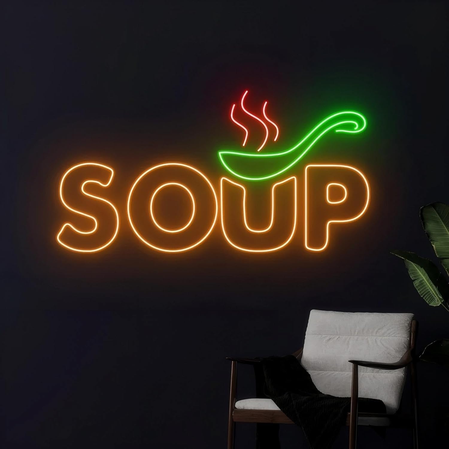 Commercial Kitchen Japanese - Letreiro Neon de Sopa com Alimentação
