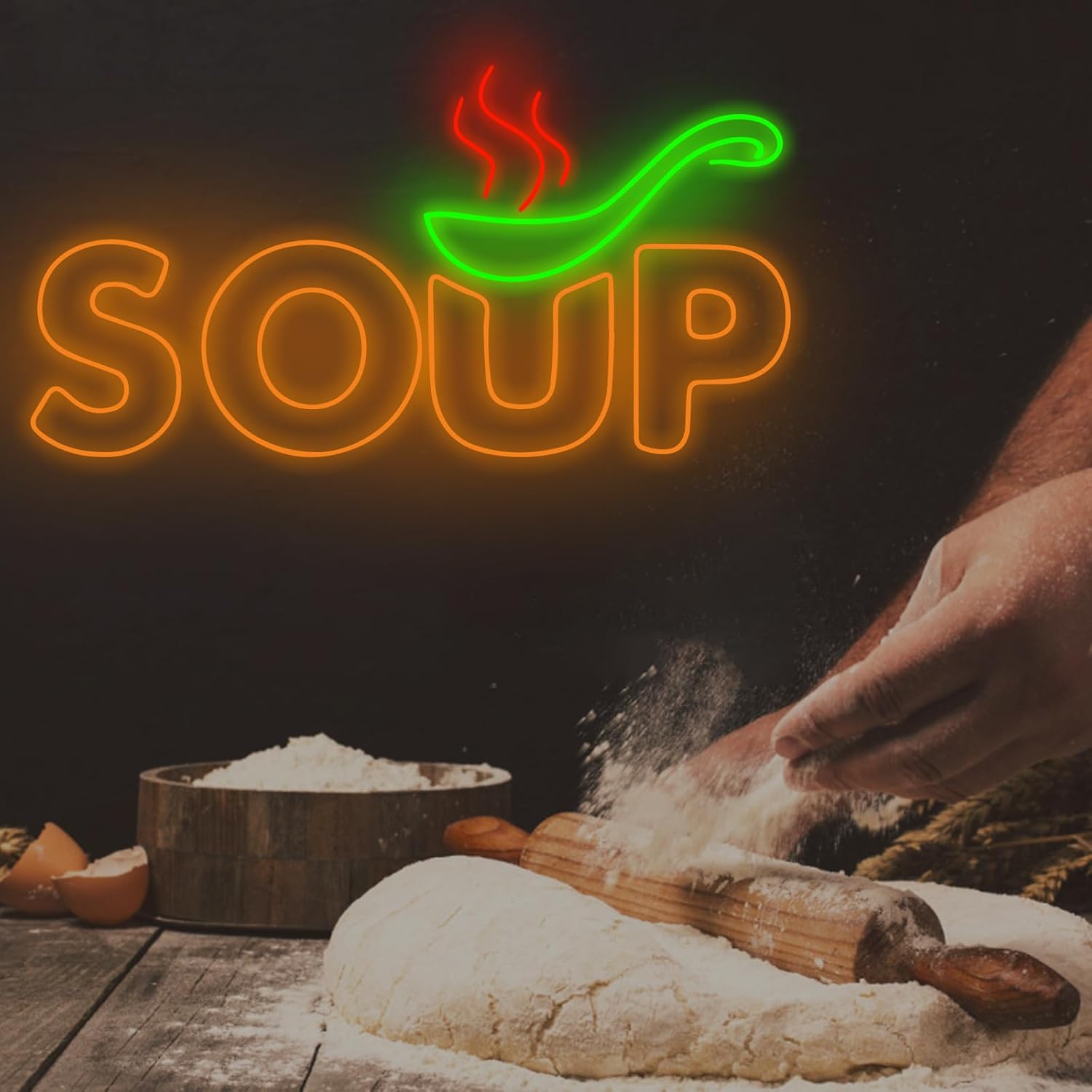 Letreiro Neon de Sopa com Alim - Commercial Kitchen Japanese avaliação e preço