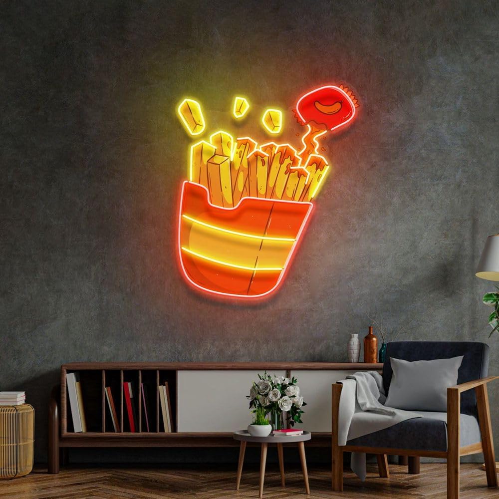 Sinal de néon de batatas frita - Commercial Kitchen Light avaliação e preço