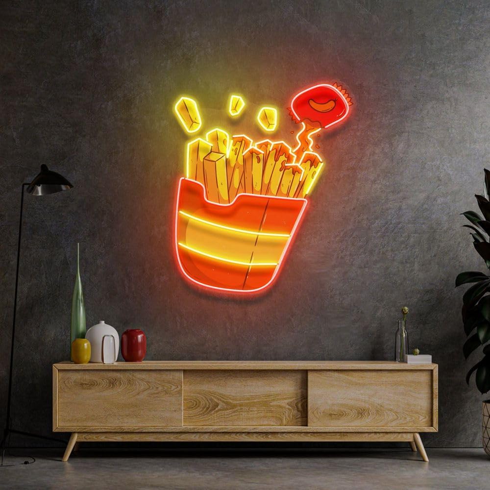 Sinal de néon de batatas frita - Commercial Kitchen Light avaliação e preço