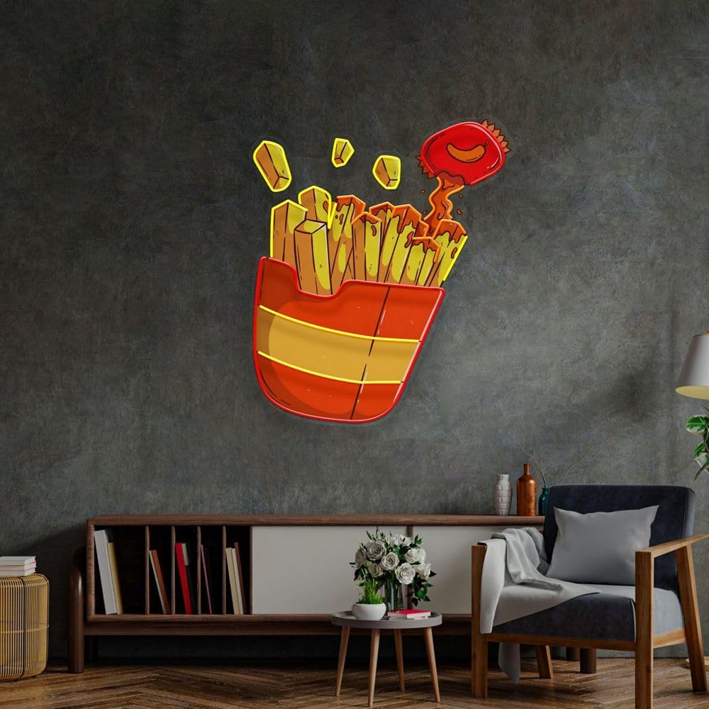Sinal de néon de batatas frita - Commercial Kitchen Light avaliação e preço