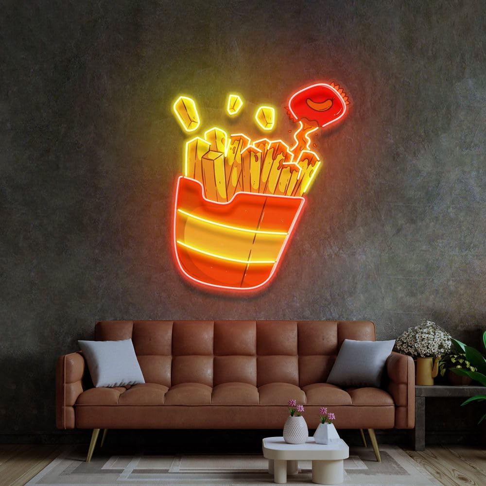 Sinal de néon de batatas frita - Commercial Kitchen Light avaliação e preço