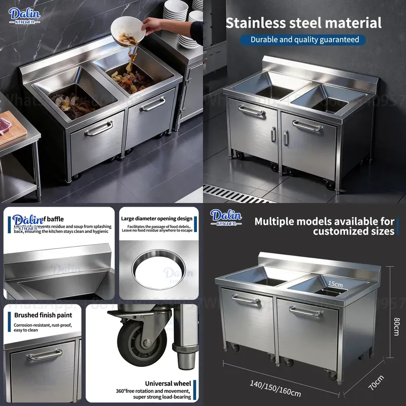 Lixeira Comercial de Aço Inoxi - Commercial Kitchen Garbage Can avaliação e preço